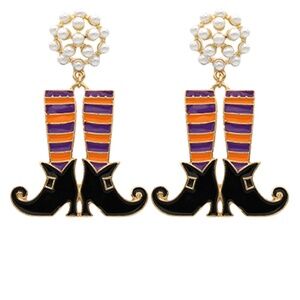 Halloween Witch Shoes Epoxy Earrings
